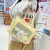 Nueva Bolsa de Hombro Ligera Cruzada Transparente con Insignia Estilo Japonés de Alta Apariencia Color Caramelo Chica Dulce