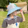 Sombreros para Niños, Transpirables de Verano con Protección Solar, Ala Ancha, Sombreros de Sol para Niños, Silbato, Sombreros de Pescador de Dinosaurios para Niños, Dibujos Animados