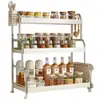 Estante de Almacenamiento de Condimentos de Cocina Doméstico Multifuncional de Acero Inoxidable para Encimera Estante para Condimentos Palillos Estante de Almacenamiento de Escritorio