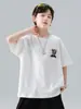 Camiseta de Verão Manga Curta para Meninos 2026 Novo Estilo Camiseta de Verão Manga Meia Manga para Crianças Maiores Top com Sensação de Gelo para Meninos Camiseta Tendência Atacado