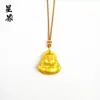 Tienda de Oro Mismo Estilo Arena Dorada Alta Retención de Color Colgante de Buda con el Carácter "Fu" y Cara Sonriente, Cadena de Suéter Tejida