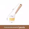 Escova de limpeza com cabo longo, esponja desengordurante antiaderente, escova para lavar louça de cozinha, removedor de manchas para panelas e tigelas, ferramenta de limpeza de panelas