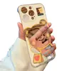 Urso de Manteiga Oco Adequado para Capa de Celular Apple 17 Sem Bordas 15 Ultra Fino 14 Expressão Simples 12 Criativo 11