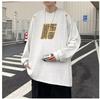 Suéter Bordado Americano Gola Redonda Masculino Inverno com Forro de Lã Espessado Gola Alta Sentido Adolescente Fita Marca de Moda Manga Longa Moda