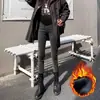 Pantalones de maternidad para exteriores, leggings para primavera y otoño, jeans engrosados con forro polar, ropa de maternidad de talla grande con soporte para el vientre para el embarazo de otoño