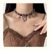 Anel de borboleta marrom de garota hot americana colar de couro personalidade feminina gargantilha vintage cor Marrom Maillard
