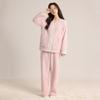 Pijama Engrosado Otoño e Invierno para Mujer Cuello en V Imitación Medio Terciopelo Cálido Terciopelo Coral Holgado Sencillo Dulce Estudiante Ropa de Casa