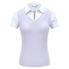 Camiseta de Golf de Manga Corta para Mujer de Secado Rápido Transpirable Ropa Deportiva Cuello en V Falso Dos Piezas Ajustada Top de Golf