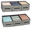 Caixa de Armazenamento com Padrão Pied-de-Poule para Uso Doméstico, Caixa Organizadora em Camadas para Guarda-Roupa, Bolsa Organizadora para Gaveta, Armazenamento e Organização Dobrável