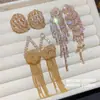 Pendientes de Hilo Dorado con Forma de Panal y Flor de Rosa con Borla de Circonita Pendientes Chapados en Oro Real Pendientes Ligeros de Lujo de Alta Gama para Mujer