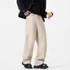 Calça Casual de Lã Estilo Retrô Americano 2026 para Homens, Marca Tendência Outono Calça Longa Solta, Moda Cleanfit