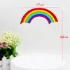 Cartão de Decoração de Bolo de Aniversário Combinação de Cores Arco-íris Laser Letras Felizes Aniversário Plug-in para Bolo Mesa de Sobremesa de Festa