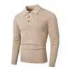 Suéter de punto liso con cuello POLO para otoño e invierno para hombre, moderno, a la moda, jersey casual, camisa base elegante