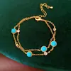 Pulsera Vintage de Doble Capa Incrustada con Circonitas, Pulsera de Lujo Ligero de Nicho de Gama Alta, Joyería Versátil para el Estilo Diario