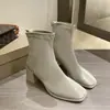 Botines finos de otoño e invierno con punta cuadrada, botas estilo Dr. Martens, nuevo estilo 2026 para mujer, botines versátiles de piel suave, suela suave, estilo británico, tacón grueso