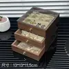 Caja de joyería de cinco capas, tres capas, con veta de madera de nogal, para guardar aretes, collares, pulseras y otros accesorios, caja de joyería de gran capacidad