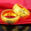 Tienda de ventana de oro arena ligera y delgada pulsera de dragón y fénix de novia de boda pulsera de doble felicidad chapada en oro simulación joyería de boda