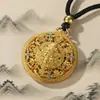 Chaveiro Pingente Bússola da Fortuna Amarela Estilo Étnico Chinês, Pingente Atrai-Riqueza, Acessório de Metal de Alta Qualidade, Ornamento de Liga