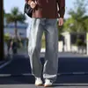 Nueva Tendencia Otoñal Marca Jeans para Hombre Holgados Pierna Ancha Estilo Casual Versátiles Pierna Recta Ropa para Hombre Americana Pantalones Versión Lisa