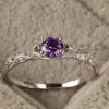 Nuevo Artículo Más Vendido en Amazon Anillo de Lujo Ligero de Amatista y Circonita para Mujer Anillo de Piedra Preciosa Simple y Moderno Europeo y Americano