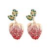 Europeu e americano novo super brilhante diamante brincos de morango elegante elegante design liga diamante-embutido brincos brincos de frutas para as mulheres