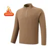 Camiseta Base de Terciopelo Alemán Doble Cara con Media Cremallera y Cuello Alto para Hombre, Otoño Invierno, Manga Larga, Deportiva, Casual, Ropa Interior, En Stock, Venta al por Mayor de Fábrica