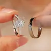 Novo Anel Par de Diamantes Flash Temperamento Versátil Personalizado Estilo Ins Anel de Noivado Masculino e Feminino Amor à Distância Anel Ajustável