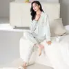 Pijama de Otoño e Invierno para Mujer, Manga Larga y Pantalón, Estilo Nuevo, Cárdigan de Cuello Solapa, Kimono de Algodón Puro, Dulce y Lindo, Ropa de Casa Tallas Grandes