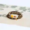 Loja de Fábrica Autêntico Pulseira Feminina de Ágata e Sândalo Calmante com Círculos Duplos, Múltiplos Círculos Disponíveis para Atacado