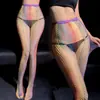 Meias arrastão arco-íris com padrão xadrez jacquard, meias-calças coloridas em tons de doce dopamina, meias arco-íris deslumbrantes que afinam