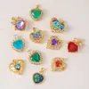 Colgantes de Cobre Chapado en Oro de 18 Quilates con Forma de Corazón en Varios Estilos, Artesanía de Microincrustación, Estilo Fresco y Dulce, Suministro de Accesorios para Joyería DIY