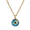 Colar Olho Aço Inoxidável Transfronteiriço Europeu e Americano Aço Titânio Pingente Feminino Joias Olho do Diabo Corrente de Clavícula Não Desbota