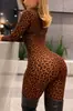 Macacão feminino estilo europeu e americano, slim fit, manga comprida, sexy, transparente, para meninas