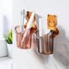 Vaso de Almacenamiento Montado en la Pared sin Perforaciones de Oso de Dibujos Animados Almacenamiento de Pasta de Dientes Baño Inodoro Soporte para Cepillos de Dientes Estante de Almacenamiento para Cepillos de Dientes