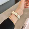 Correa de Cuero con Patrón de Bambú Estilo Emperatriz Occidental Adecuada para Apple iWatch 11ª Generación 10/987Ultrase