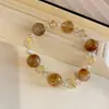 Estilo Old Money Retro Amarillo Pagoda Pulsera de Perlas con Cuentas de Cristal Meilade Nueva Pulsera Estilo Chino Lujo Ligero Sensación de Alta Gama Joyería de Mano para Mujer