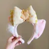 Diadema de estilo coreano kawaii para niña, bonita diadema de felpa con dibujos animados para otoño e invierno, diadema para lavarse la cara a presión con el pelo de niña dulce