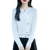 Cárdigan de Punto de Lana con Cuello Redondo, Botones de Colores y Diseño Irregular, Nuevo para Primavera/Verano 2026, Chaqueta Superior para Mujer