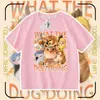 Camiseta Infantil Divertida con Estampado de Perro con Cuchillo y Escudo Ropa de Manga Corta para Niños Perro con Cuchillo y Escudo Camiseta de Media Manga 100% Algodón para Niños y Niñas