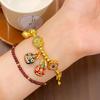 Transmisión en vivo mismo estilo alta protección del color estilo antiguo color esmalte arena dorada familia de bestias doradas tres Jiyan pulsera media femenina venta al por mayor