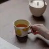 Taza de Agua Creativa Pintada a Mano Rinyu Guisong Manzanal Ganso Blanco Pequeñas Notas Elegante Taza de Café para Arte Latte Cerámica Doméstica Taza de Oficina