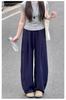 Calça de Algodão Estilo Japonês Modelo Balão Perna Larga para Mulheres, Verão Fina Cintura Alta Solta Casual Algodão Foice Perna Larga para Primavera e Outono