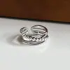 Anillo Minimalista Entrelazado con Línea Cruzada para Mujer, Moda Vintage, Artesanía Pesada, Nuevo Anillo Abierto con Cuentas, Anillo para Dedo Índice, Moderno