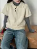 Suéter de Punto Luxi Estilo Coreano con Cuello Polo Sencillo para Mujer, Nuevo Modelo de Invierno, Elegante Look en Capas, Suéter de Manga Corta Adelgazante Ss959