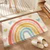 Tapete de Chão Floral Fresco e Simples para Entrada de Casa, Tapete Antiderrapante para Quarto e Banheiro, Fácil de Cuidar, Tapete de Chão de Caxemira Sintética