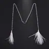 Cadena Facial de Borla de Plumas Más Vendida en Europa y América, Accesorios para Orejas con Colgante de Cristal de Moda Bohemia para Mujeres Cadena Facial