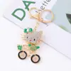 Chaveiro de Gatinho com Laço para Bicicleta Metal com Strass Gato Chaveiro Pequeno Explosões Transfronteiriças Atacado