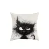 Funda de Almohada Minimalista Gato Blanco y Negro Más Vendida Transfronteriza para Decoración de Sofá del Hogar, Cojín de Coche y Oficina