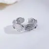 Alas de Ángel Alas de Plumas Anillo para Hombre Moderno Personalizado Anillo Individual de Moda Simple Anillo Abierto para Hombre