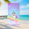 Toalla de Playa de Microfibra Serie Unicornio Linda y Colorida con Impresión Digital de Alta Definición y Toalla de Baño Absorbente para Natación Infantil